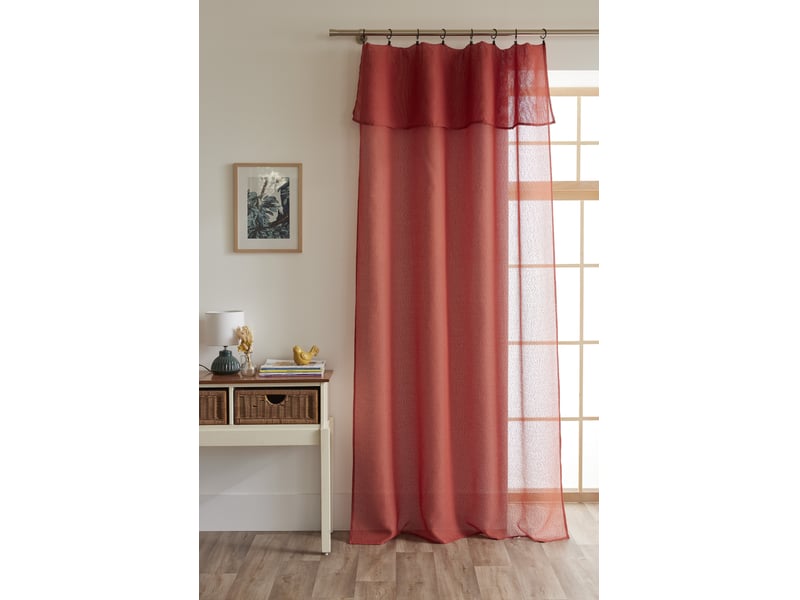  Rideau ajustable + 8 anneaux pince 140 x 270 cm polyester effet bouclette elda terracotta 15669 - Conforama A