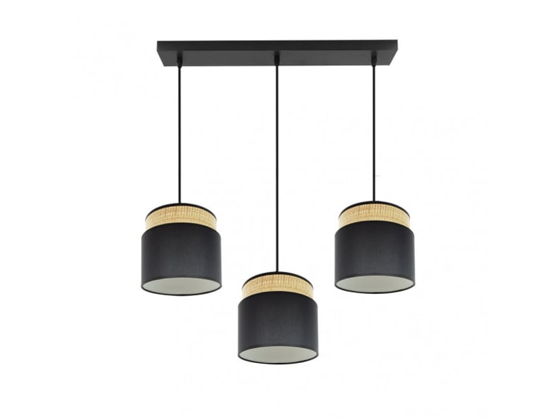  Rampe de plafond fabrilamp kandy naturelnoir 3 x e27 hauteur réglable 46-106 cm 68x19 cm 174293109 - Conforama E