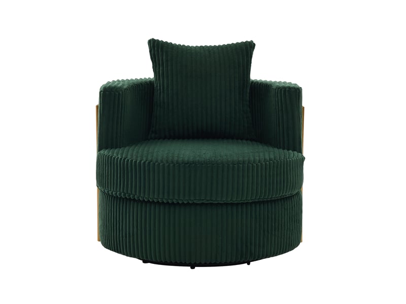  Lot de 2 fauteuils 1 place - 76 x 79 x 78 cm - fauteuils tournants 360° en cord avec coffre de rangement et coussins - vert  - Conforama A