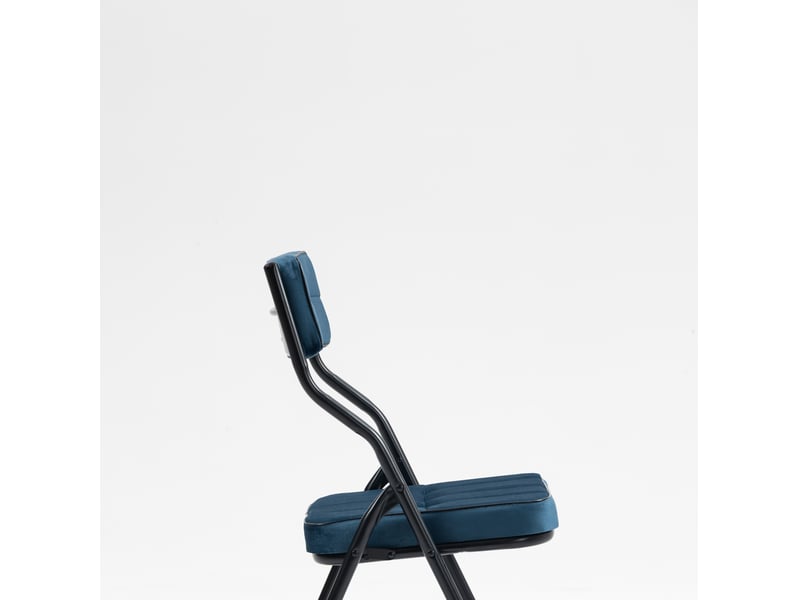 Lot de 2 chaises de salle à manger pliantes en velours bleu - Conforama D