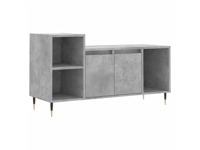  Meuble tv - banc tv - meuble de rangement gris béton 100x35x55 cm bois d'ingénierie  - Conforama A