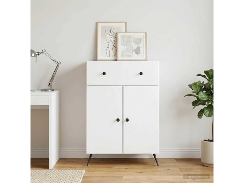  Buffet - bahut - meuble de rangement blanc brillant 66 x 34,5 x 90 cm bois d'ingénierie  - Conforama D
