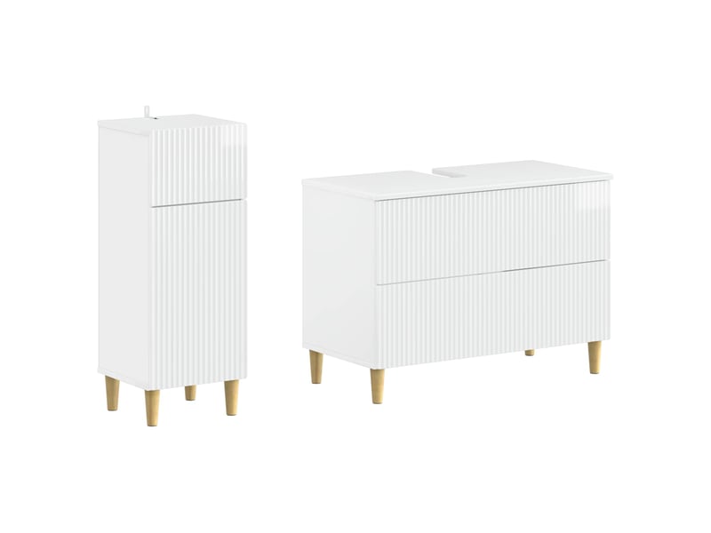  Ensemble de 2 meubles de salle de bain arnhem blanc brillant cf63063  - Conforama A