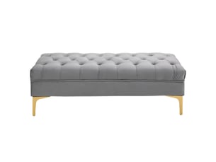 Banc, banc de lit, banc à chaussures avec pieds surélevés, chambre, velours, gris clair