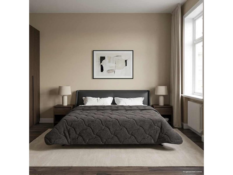  Duvet - couette complet toute l'année matelassé anthracite 240 x 260 cm  - Conforama D