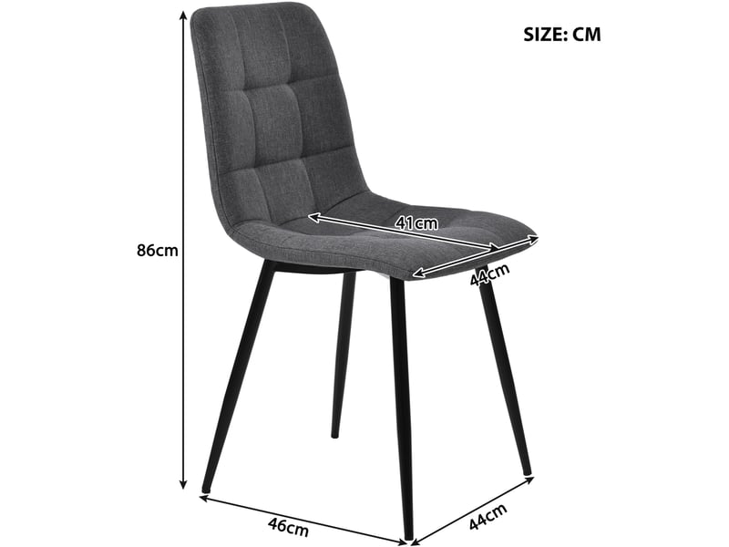  Ensemble repas 5 pièces, table mdf motif marbre, pieds métal réglables, grande capacité, 4 chaises lin et mousse, gris  - Conforama C