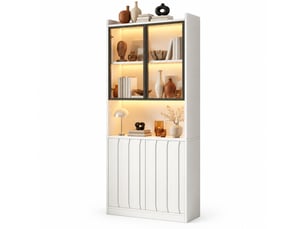 Vitrine coloris blanc 5 étagère(s) OKMYHOME - 80 cmx200 cm