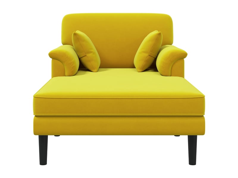  Chaise longue, chaise de salon jaune velours cf28603  - Conforama C