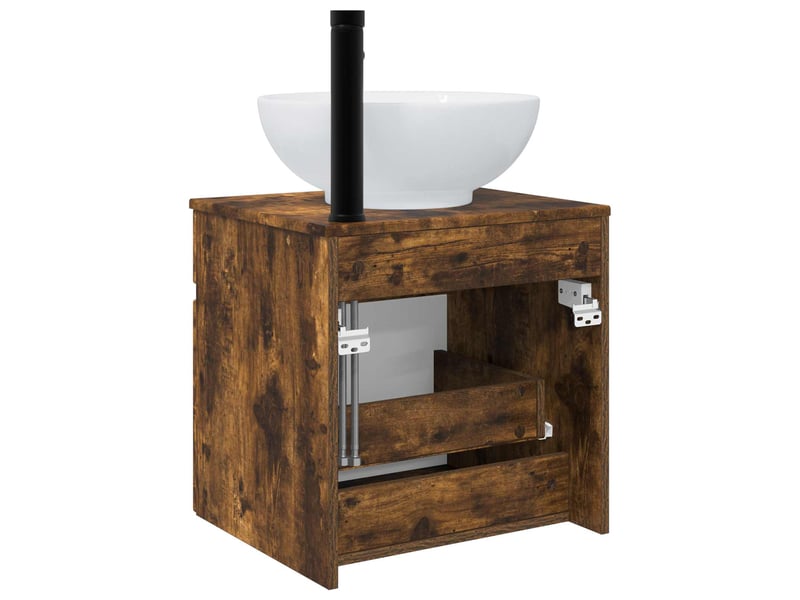  Meuble de lavabo mural, rangement salle de bain chêne fumé 49x44.5x66.5 cm  - Conforama D