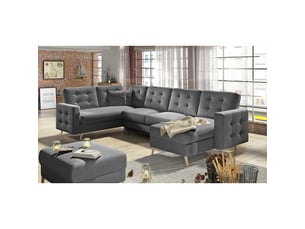 Canapé d'angle panoramique convertible u hasgard 326 cm gris foncé avec coffre