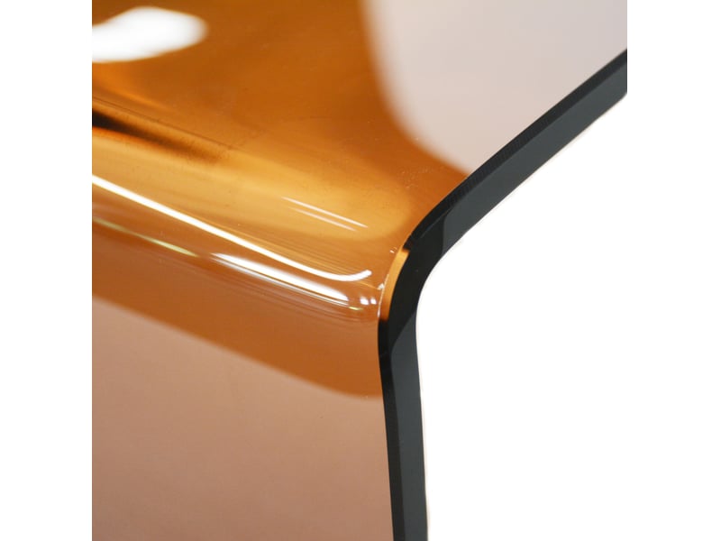  Table basse en verre trempé marron transparent 100 cm, design courbé brillant pour votre salon au quotidien  - Conforama D