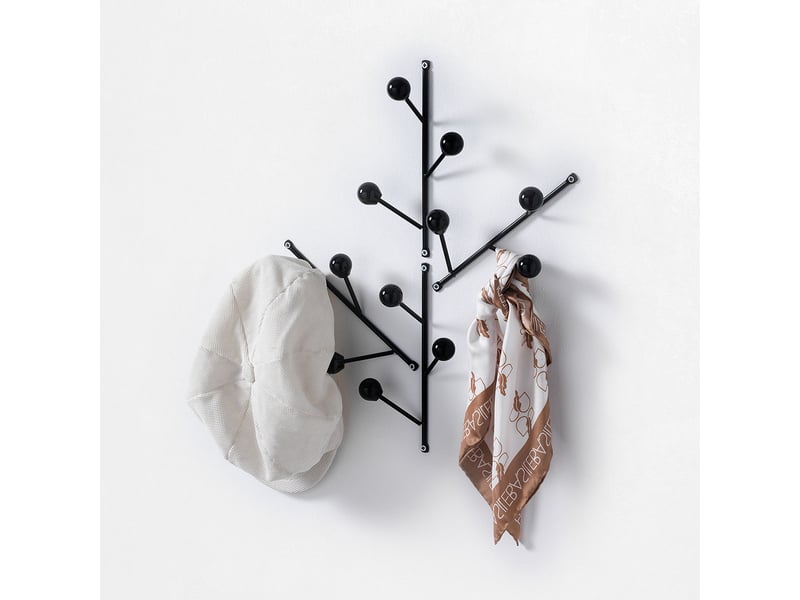  Lot de 4 portemanteaux muraux en métal design moderne fleur - noir  - Conforama B