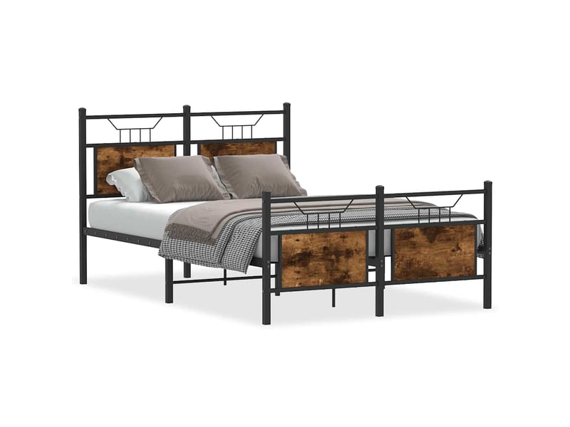  Lit double- lit adulte -  cadre de lit sans matelas chêne fumé 120x190 cm bois ingénierie  - Conforama A