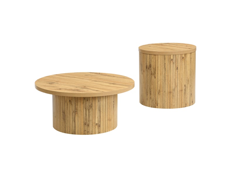  Table basse ronde ensembles mdf naturel 75 cm et 50 cm  - Conforama W