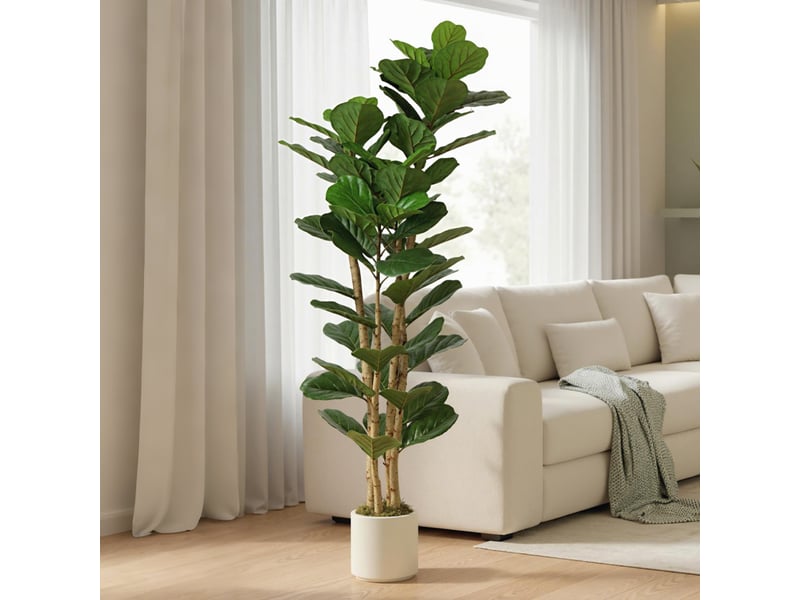  Plante artificielle intérieure 180 cm figuier lyre arbre artificiel avec pot en plastique et tronc en bois massif, vert  - Conforama C