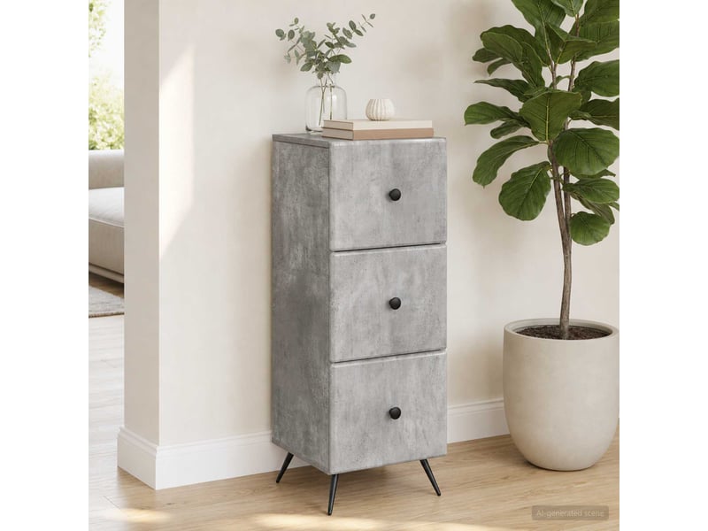 Armoire de rangement bureau, armoire à tiroirs gris béton 33 x 34,5 x 90 cm shl2339 - Conforama B
