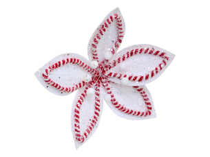 Décoration de sapin fleur de poinsettia blanc et rouge d. 24 cm