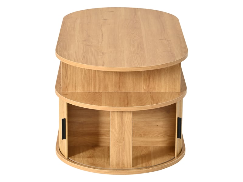  Table basse relevable ovale avec rangement en mdf, 100 x 50 x 40 cm, ton bois  - Conforama A