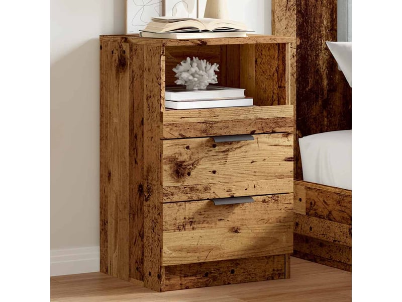  Vidaxl tables de chevet 2 pcs vieux bois ingénierie meuble rangement 40x36x65 cm chambre salon  - Conforama C