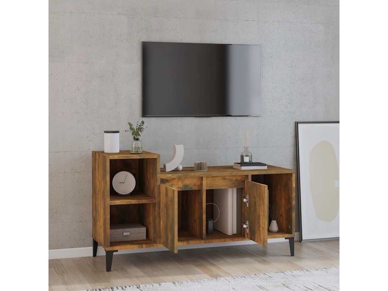  Meuble tv - banc tv - meuble de rangement chêne fumé 100x35x55 cm bois d'ingénierie  - Conforama C