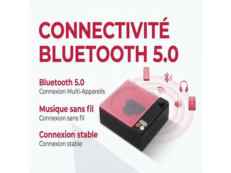  Lecteur cd portable bluetooth 5.1 avec batterie 4000 mah – platine cd stéréo avec sortie optique, port usb, sortie casque jack 3,5 mm, écran led et télécommande – noir  - Conforama B