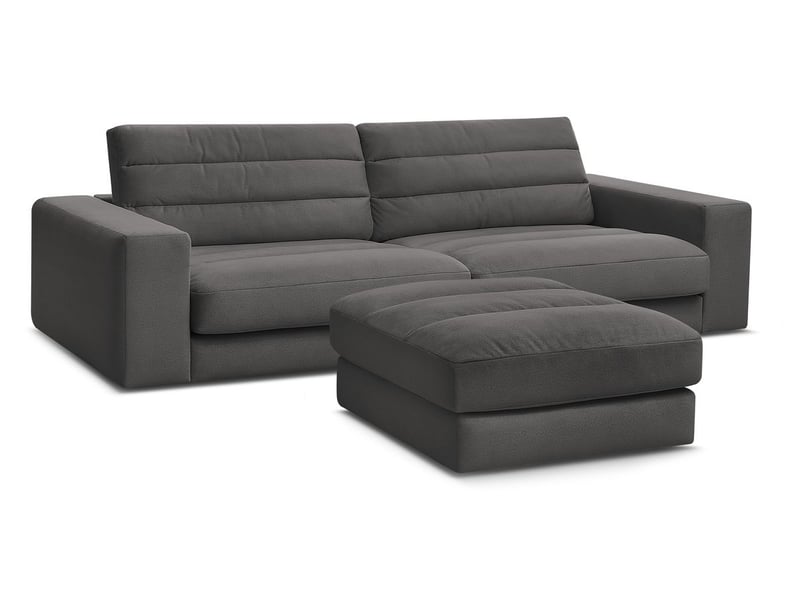  Bobochic canapé droit fixe 3 places sierra velours avec pouf noir SIERRA - Conforama A