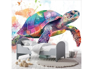 Papier peint panoramique intissé tortue animaux coloré - 350x250 cm - papier peint enfant