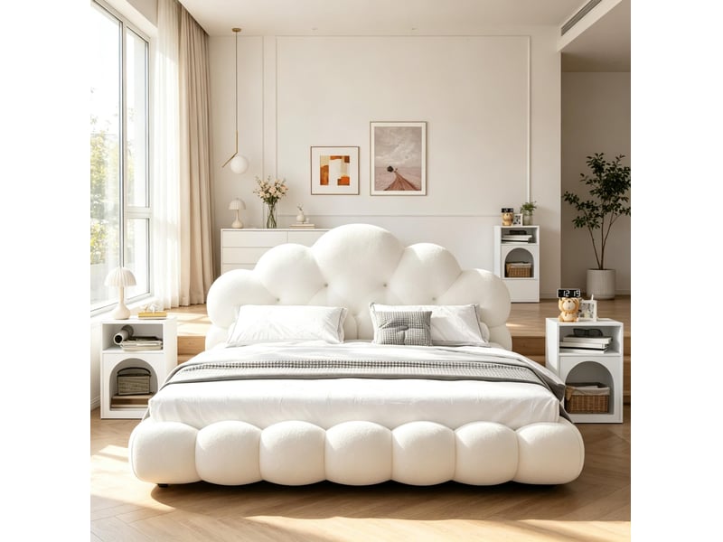  Lot de 2 tables de chevet modenvie à 2 niches ouvertes mdf blanc 40 x 30 x 60 cm  - Conforama E