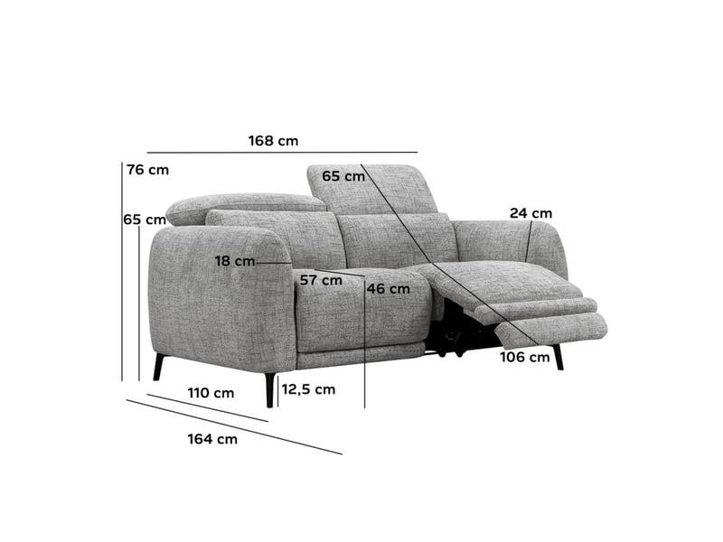  Canapé relax motorisé 2 pl en tissu chiné gris taupe – june  - Conforama E