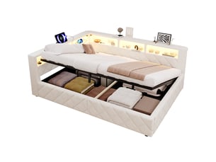 Lit banquette 140x200 cm <strong>MODERNLUXE</strong> <strong></strong> coloris beige