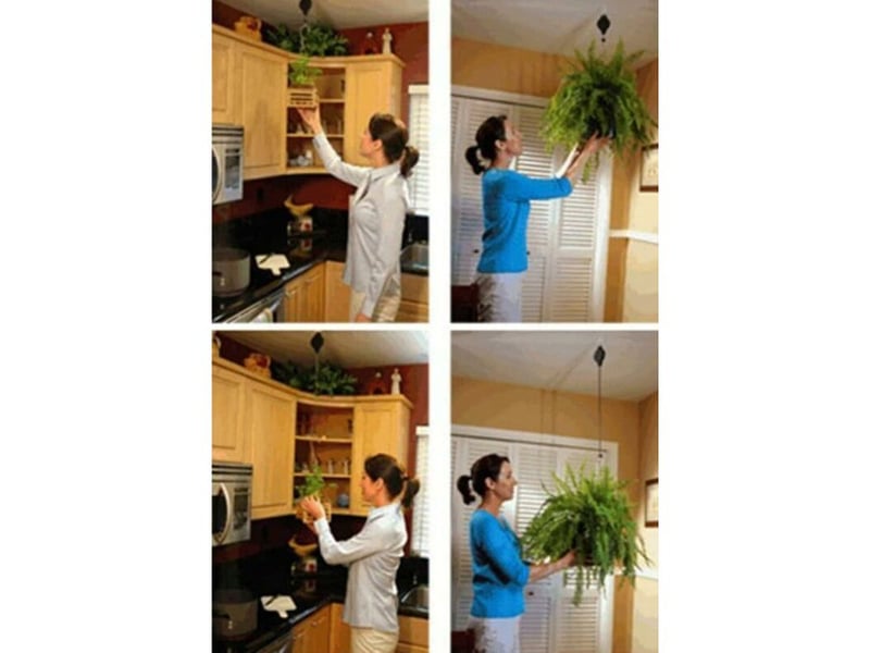  4 pièces noir rétractable plante poulie fleur panier crochet - télescopique réglable pour bassin suspendu chlorophytum pot de fleur cage  - Conforama D