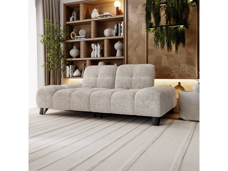 Canapé 2 places avec dossier amovible en tissu beige - Conforama E