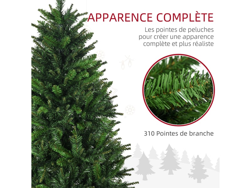  Sapin de noël artificiel avec 310 branches support en acier socle pliable en acier hauteur vert 120 cm  - Conforama E