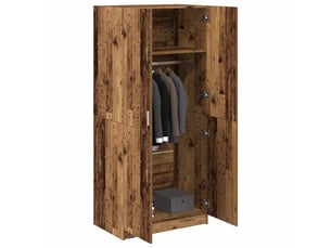 Garde-robe, armoire de rangement vieux bois 80x52x180 cm bois d'ingénierie