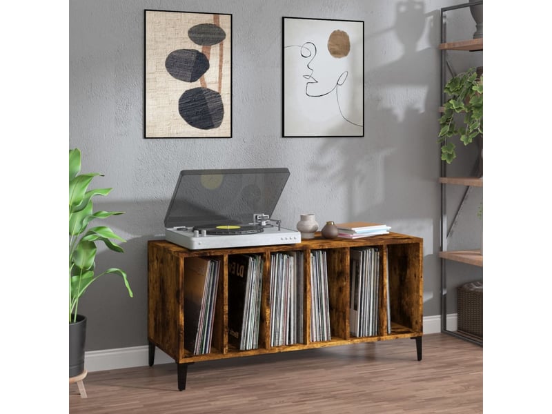  Armoire à disques, armoire de rangement chêne fumé 100x38x48 cm bois d'ingénierie shl75616  - Conforama B