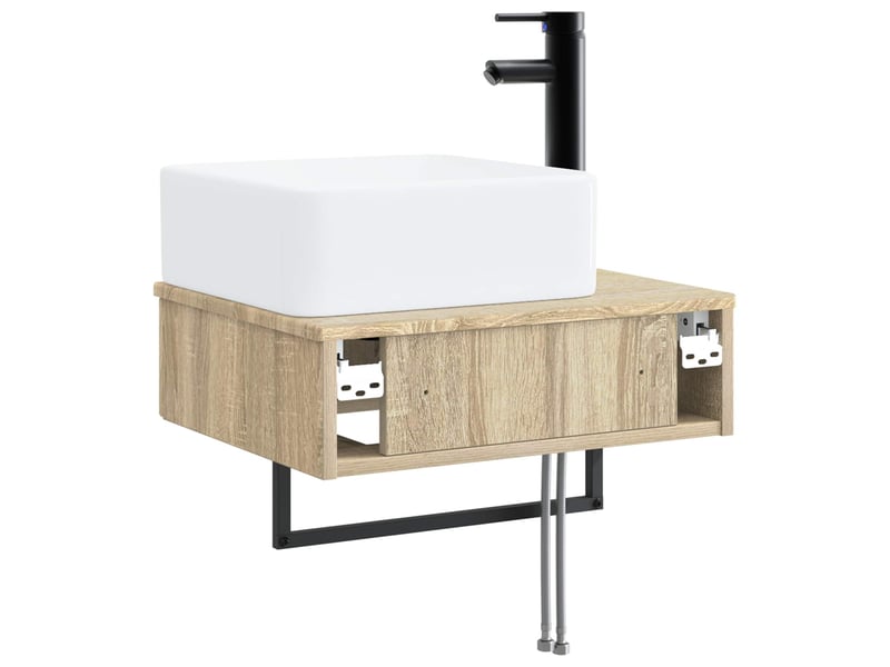 Basin de lavage mural, lavabo chêne sonoma 53x35x39 cm - Conforama E