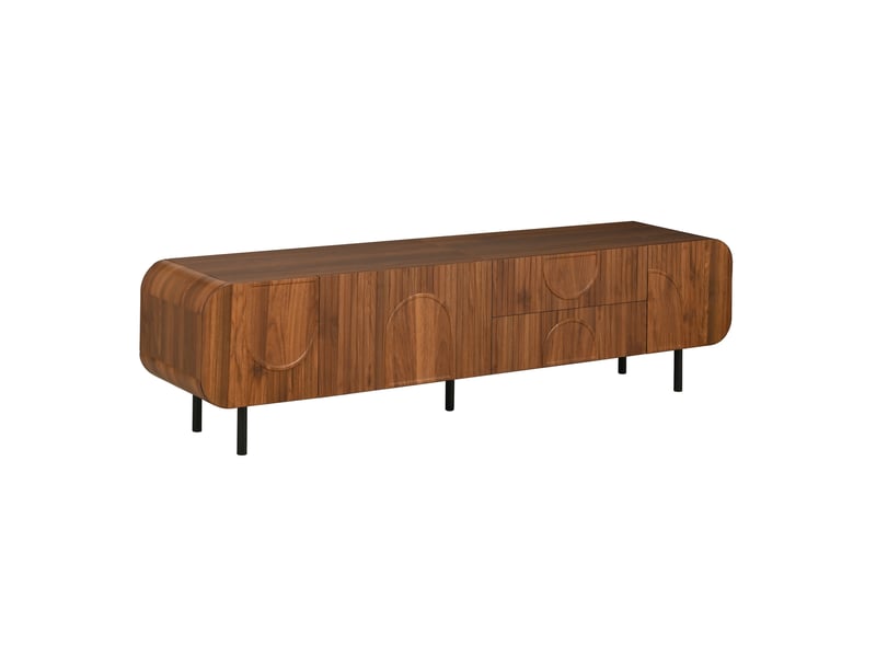 Meuble tv 180 x 40 x 47,5 cm – marron – 3 portes, 2 tiroirs, style mid-century - Conforama D
