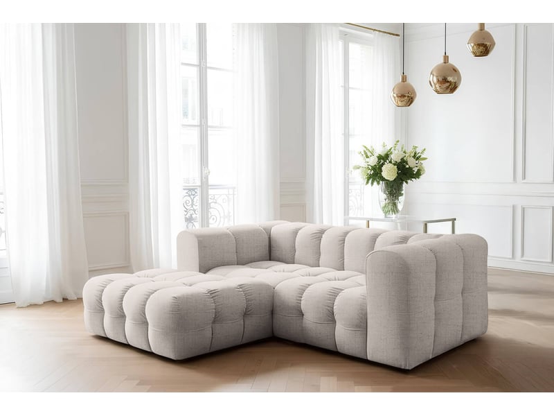  Canapé d'angle gauche miloe mini 3 places en tissu - blanc MILOE - Conforama B
