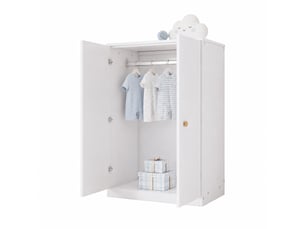 Armoire à vêtements 80x50x120 cm 2 portes mdf blanche avec tringle, idéale pour chambre, salon ou chambre d’enfant