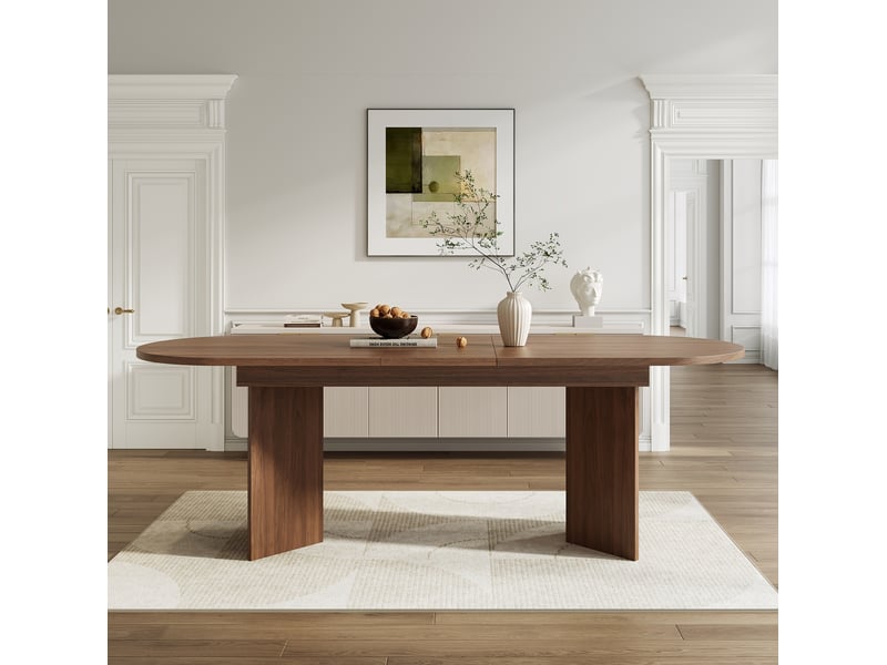  Table à manger extensible 160 à 200 x 90 cm en mdf, noyer, 6 à 8 personnes  - Conforama E