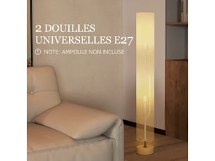 Lampadaire sur pied de salon avec abat-jour en lin, interrupteur à pied, 2 x douille e27, gris, 120 cm