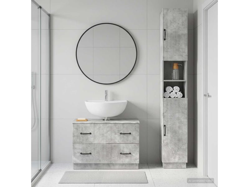 Ensemble de 2 meubles de salle de bain hoorn gris béton cf63189 - Conforama B