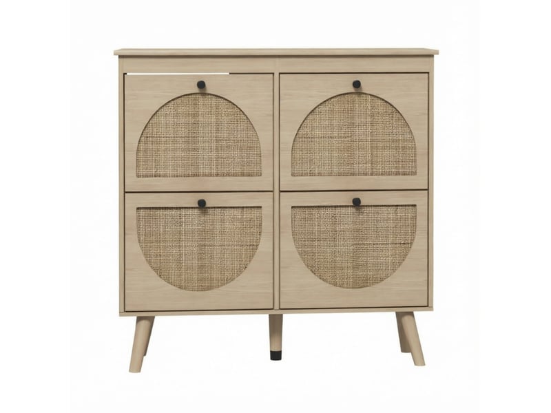  Meuble à chaussures 4 abattants avec étagères réglables, rangement 20 paires, style bohème 105 × 24 × 97,5 cm  - Conforama A