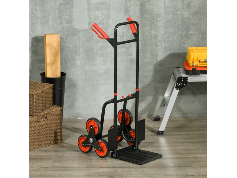 Chariot monte-escalier 60 x 45 x 109 cm noir en acier, pliable avec poignée réglable, charge 120 kg - Conforama B
