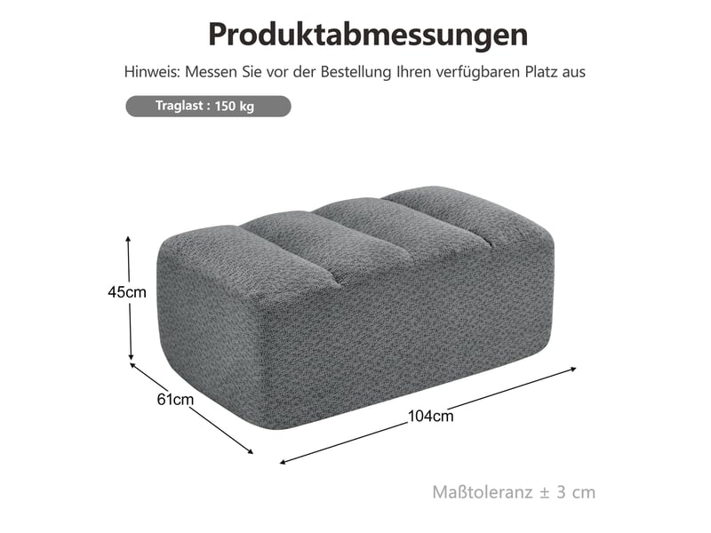 Pouf brravo en tissu polaire texturé, gris, siège d’appoint confortable - Conforama C