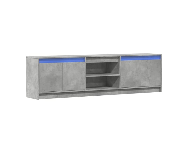  Meuble tv - banc tv - meuble de rangement avec led gris béton 180x34x50 cm bois d'ingénierie  - Conforama C