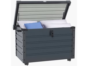Coffre de jardin 295 l sur roulettes en acier galvanisé gris foncé 100 x 62 x 65 cm