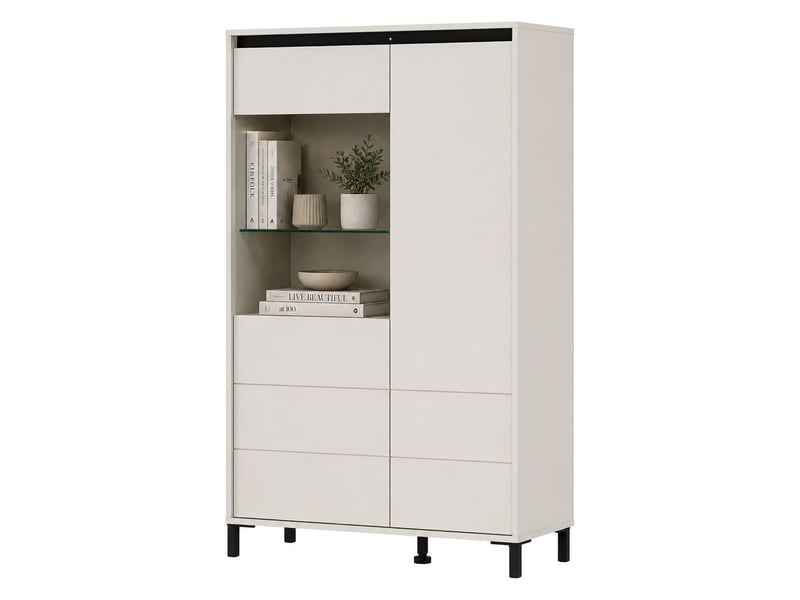  Buffet vignate, bahut 4 étagères, 93x40x135h cm blanc crème Vignate - Conforama A