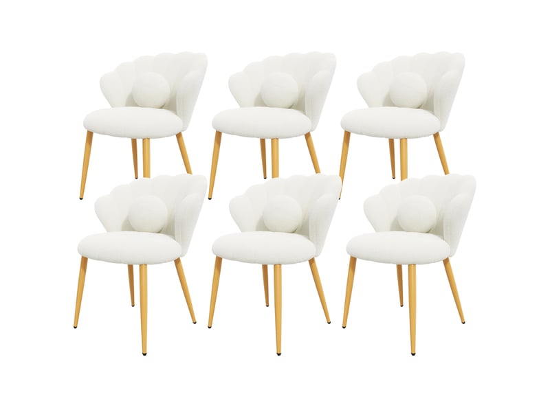 Lot de 6 chaises de salle à manger 60x62,5x83 cm en tissu teddy blanc - Conforama W