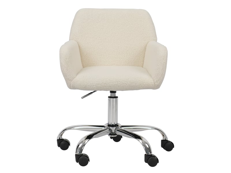  Chaise de bureau en fausse fourrure réglable en hauteur et pivotante avec pieds dorés pour chambre 53x53x55cm  - Conforama R